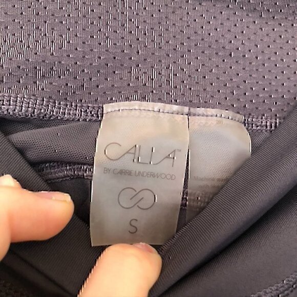 CALIA CARRIE UNDERWOOD Mid Rise Gray "Crop" Legging Pink Mesh Capri Active Small - Picture 5 of 10